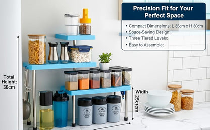 3 Tier Countertop Organizer Corner Shelf Rack Multipurpose Storage Stand for Kitchen,