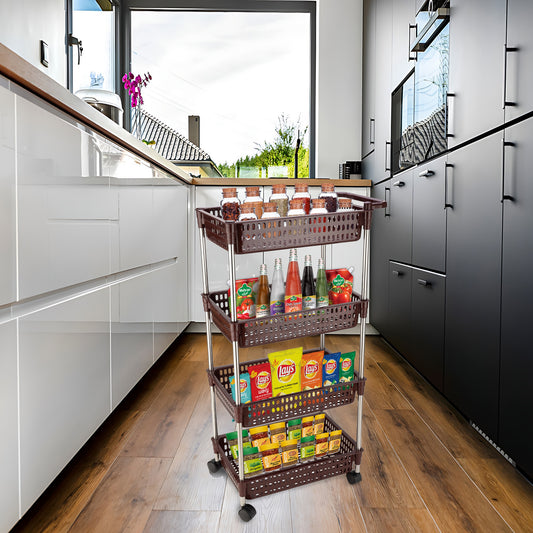 Stainless Steel Fruit & Vegetable 5 Stand Kitchen Trolley | Fruit Basket | Vegetable Basket | Onion Potato Rack for Kitchen | Vegetable Stand for Kitchen