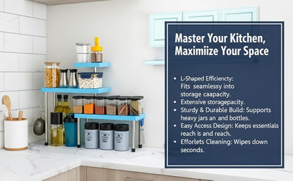 3 Tier Countertop Organizer Corner Shelf Rack Multipurpose Storage Stand for Kitchen,