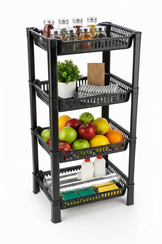 Multi Tire Kitchen Storage Rack, Plastic Utility Shelf Organiser, Space Saving Storage Solution, Revolving Vegetable Rack