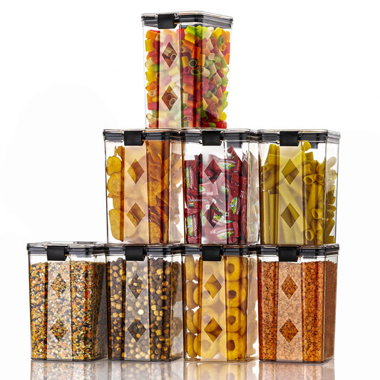 Air Tight Containers For Kitchen Storage Set, Plastic Boxes For Storage, Kitchen Organizer & Kitchen Accessories Items (700Ml And 1100 Ml, 8 Pcs)