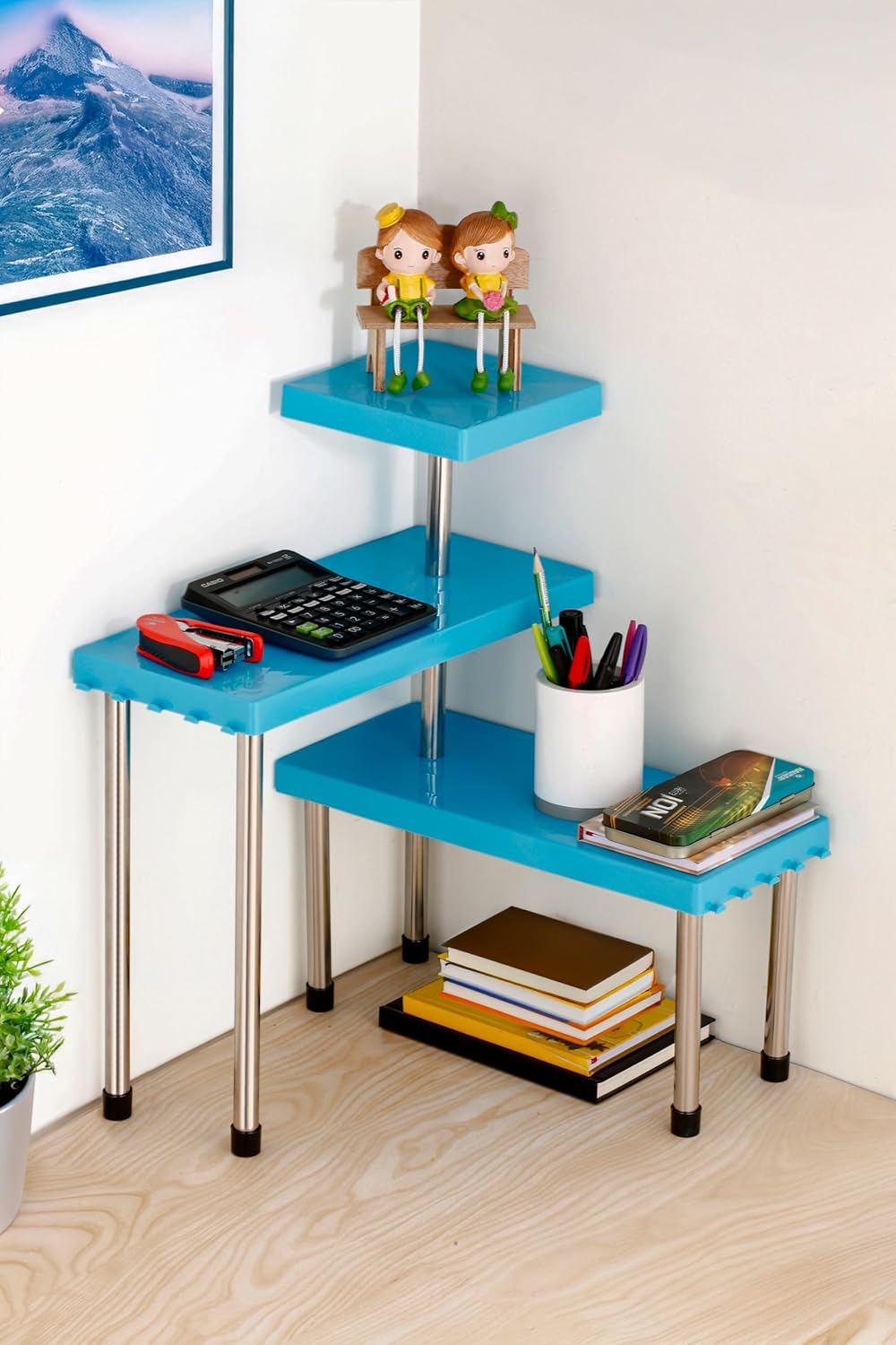 3 Tier Countertop Organizer Corner Shelf Rack Multipurpose Storage Stand for Kitchen,