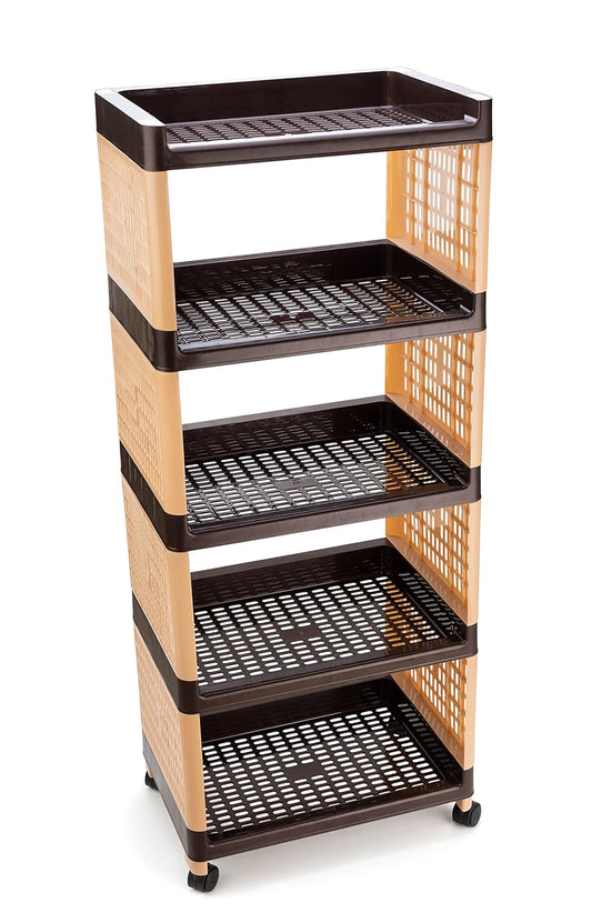 Plastic Multipurpose Storage Racks | 5 Shelfs Storage Organizer Racks for Home, Kitchen, Bathroom | Kitchen Trolley