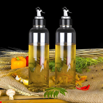 1000 ML Plastic Oil Dispenser Set of 2 Transparent Cooking Oil Pourer for Kitchen Leakproof Sauce Vinegar Liquid Dispenser