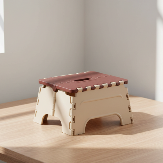 Foldable Plastic Step Stool, Strong & Lightweight, Non-Slip Footstool for Home, Kitchen